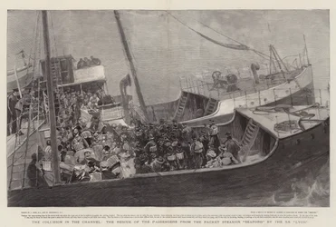 The Collision in the Channel, the Rescue of the Passengers from the Packet Steamer Seaford by the SS Lyon